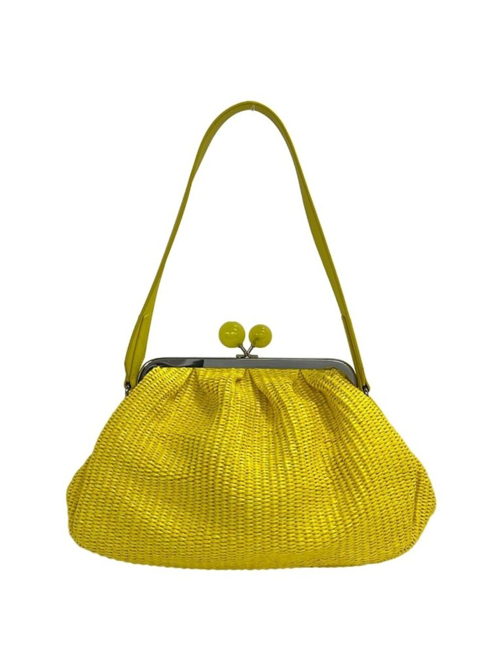 Max Mara Weekend Shoulder Bag Pasticino Yellow Silver Leather